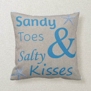 Sandy Toes and Salty Kisses Beach Life Quote Cushion