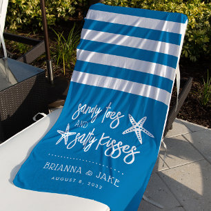Sandy Toes Salty Kisses Destination Wedding Favour Beach Towel
