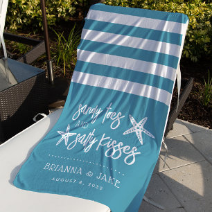 Sandy Toes Salty Kisses Destination Wedding Favour Beach Towel