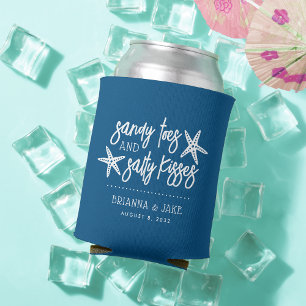 Sandy Toes Salty Kisses Destination Wedding Favour Can Cooler