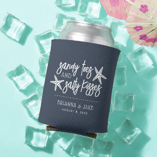Sandy Toes Salty Kisses Destination Wedding Favour Can Cooler
