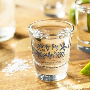 Sandy Toes & Salty Kisses Destination Wedding Shot Glass
