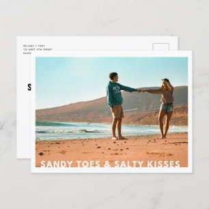 Sandy Toes Salty Kisses Photo Beach Save the Date Announcement Postcard