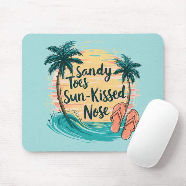 Sandy Toes Sun-Kissed Nose Beach Aesthetic Mouse Pad (With Mouse)