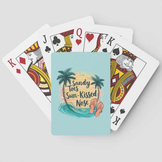 Sandy Toes Sun-Kissed Nose Beach Aesthetic Playing Cards (Back)