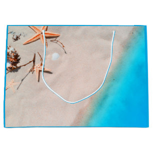 Sandy Tropical Beach Starfish Seashell Large Gift Bag
