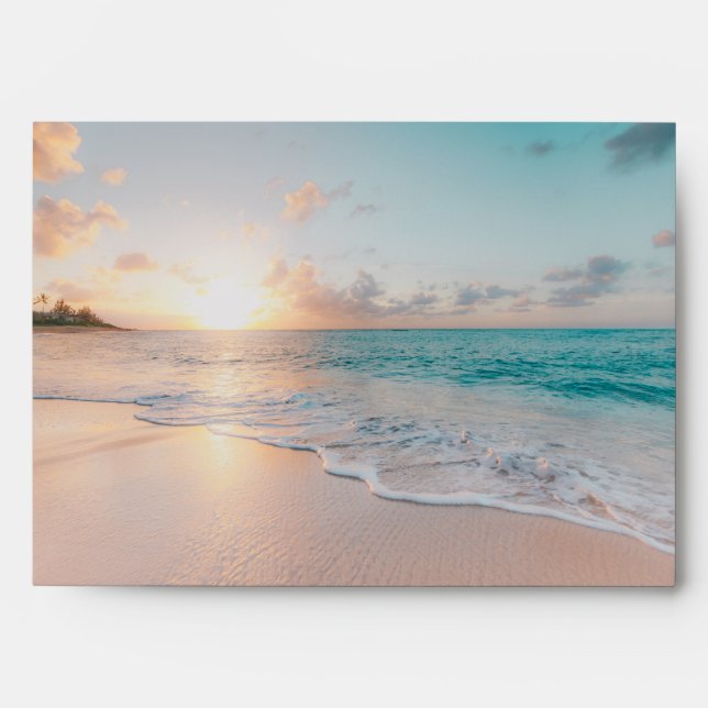  Sandy Tropical Beach with Return Address Envelope (Front)