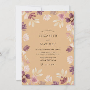 Sandy Violet Leafy Wedding Invitation