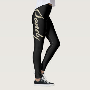 Sandy white gold Handwriting trousers Leggings