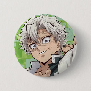 Sanemi Shinazugawa brooch from Demon Slayer 6 Cm Round Badge