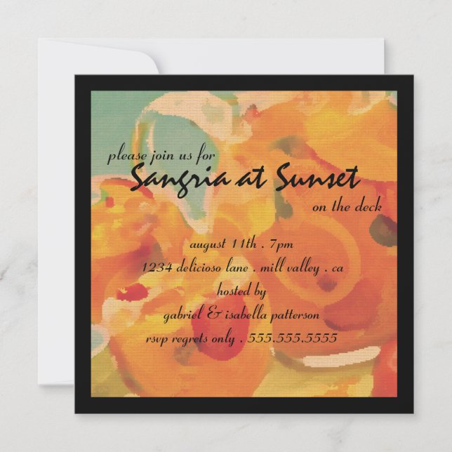 Sangria at Sunset on the Deck Party Invitation (Front)