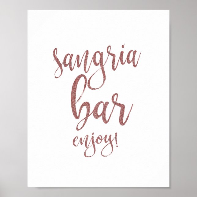 Sangria Bar Rose Gold Glitter 8x10 Wedding Sign (Front)