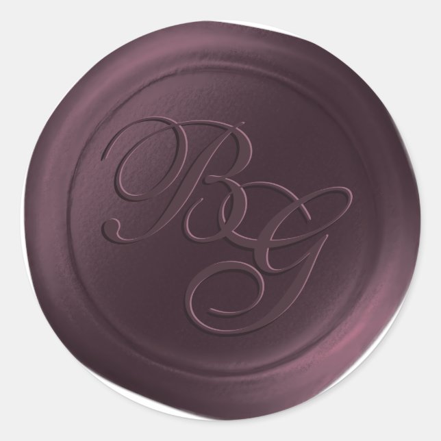 Sangria Calligraphy Monogram Wax Seal Stickers (Front)