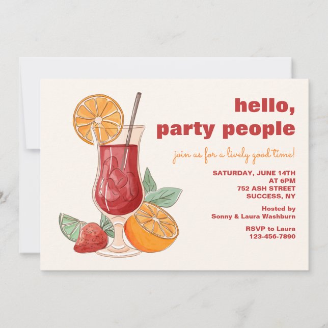 Sangria Glass Party Invitation (Front)