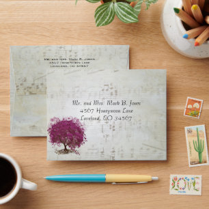 Sangria Heart Leaf Musical RSVP Envelope