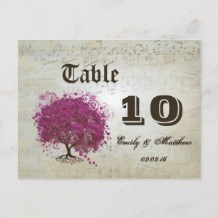 Sangria Heart Leaf Tree Table Number Postcard