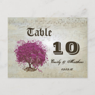 Sangria Heart Leaf Tree Table Number Postcard