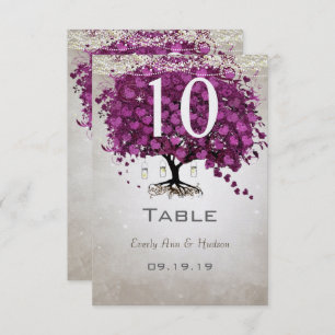 Sangria Heart Leaf Wedding Table Number