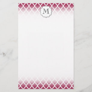 Sangria Moroccan Tile with Customisable Monogram Stationery