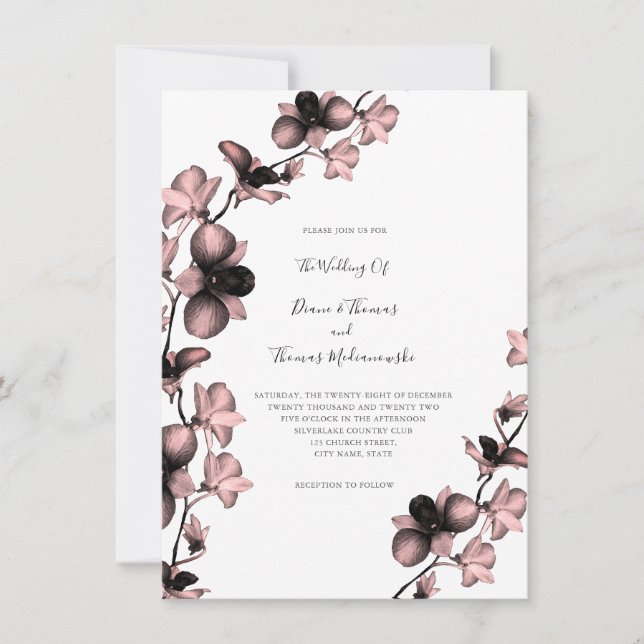 Sangria Orchid Wedding Invitation (Front)