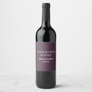 Sangria Purple Solid Colour Wedding Wine Label