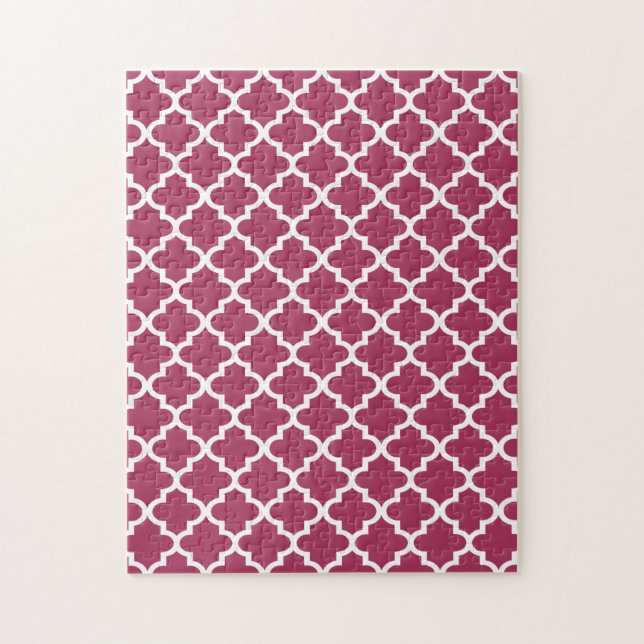 Sangria Red Moroccan Tile Trellis Pattern Jigsaw Puzzle (Vertical)