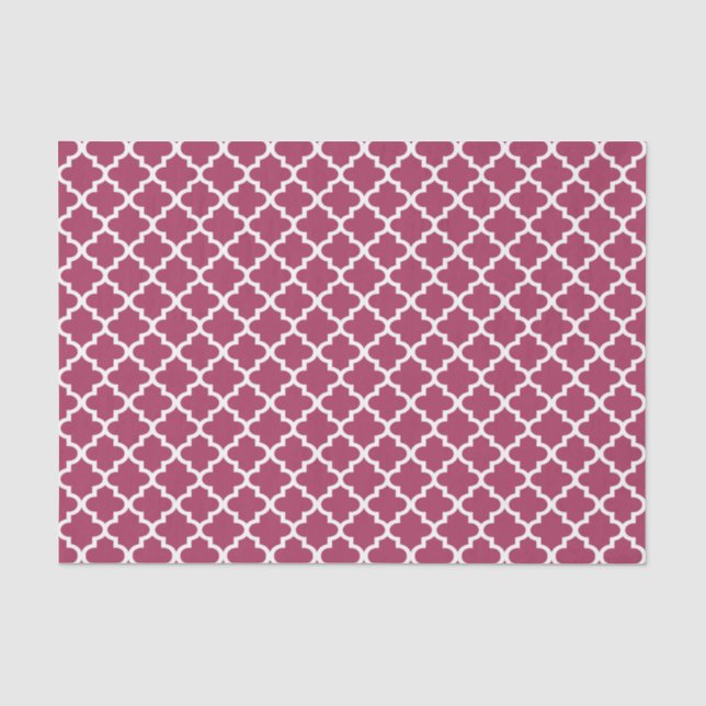 Sangria Red Moroccan Tile Trellis Pattern Tissue Paper (Front)