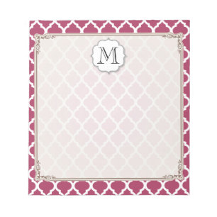 Sangria Red Moroccan Tile w/ Customisable Monogram Notepad