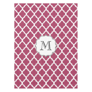 Sangria Red Moroccan Tile w/ Customisable Monogram Tablecloth