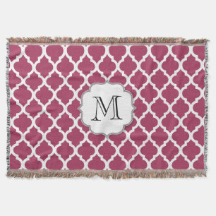Sangria Red Moroccan Tile w/ Customisable Monogram Throw Blanket