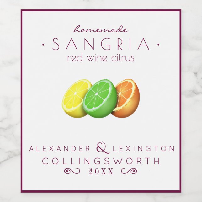 Sangria Red Wine Label (Single Label)