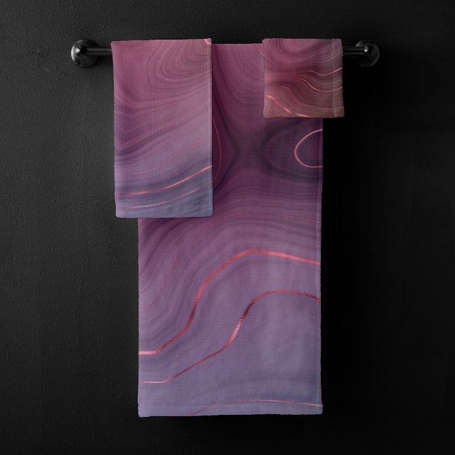 Sangria Strata | Moody Pink and Purple Luxe Agate Bath Towel Set (Creator Uploaded)