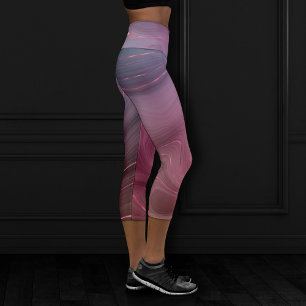 Sangria Strata   Moody Pink and Purple Luxe Agate Capri Leggings