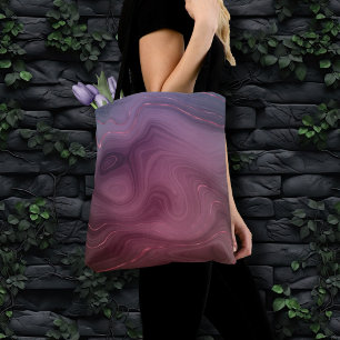 Sangria Strata   Moody Pink and Purple Luxe Agate Tote Bag