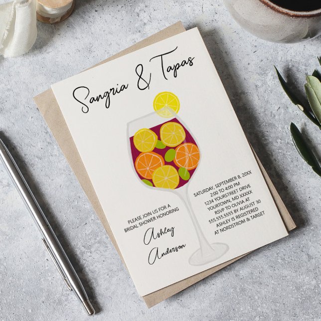 Sangria & Tapas Spanish Cocktail Bridal Shower Invitation (Creator Uploaded)