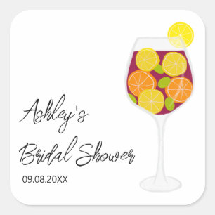 Sangria Wedding, Bachelorette, or Bridal Shower Square Sticker