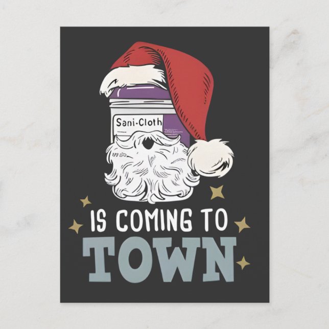 Sani Cloth Christmas Nurse Holiday Medical Nurse Announcement Postcard (Front)