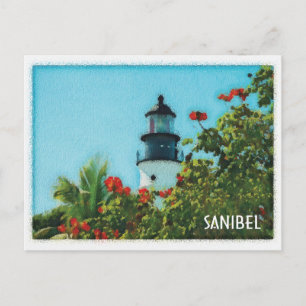 Sanibel Florida lighthouse watercolor Postcard