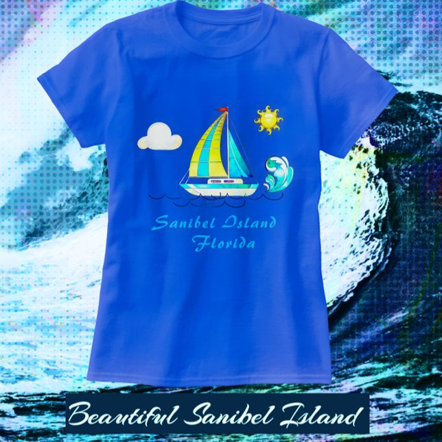 Sanibel Island FL Sailboat and Sun T-Shirt (Sanibel Island Sailing Vacation Shirt - available with color choices)