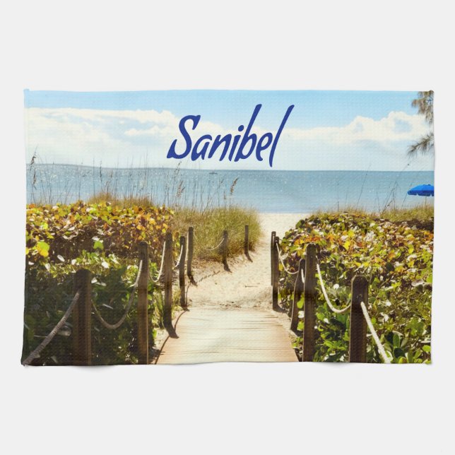 Sanibel Island Florida Beach Ocean Tea Towel (Horizontal)