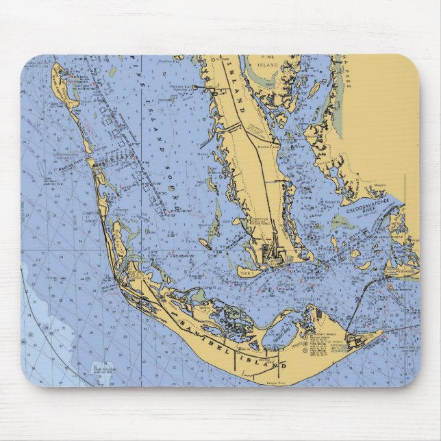 Sanibel Island Florida Nautical Chart Mousepad (Front)