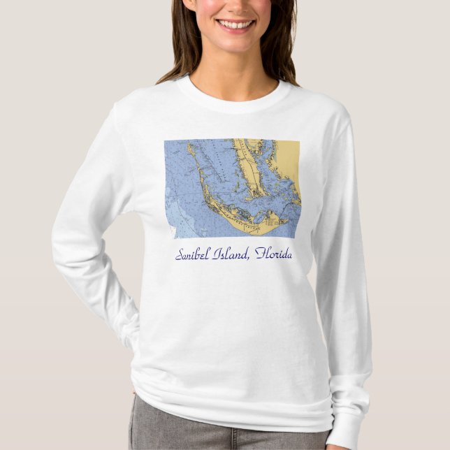 Sanibel Island, Florida Nautical Chart Shirt (Front)