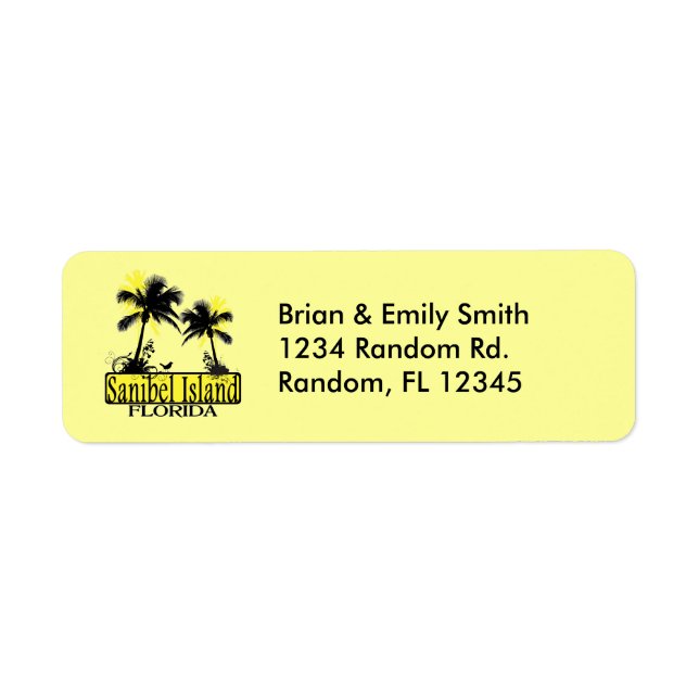 Sanibel Island Florida palm tree address labels (Front)