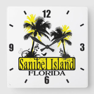Sanibel Island Florida palm trees wall clock