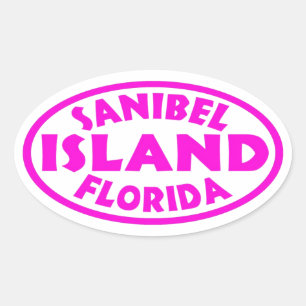Sanibel Island Florida pink oval stickers