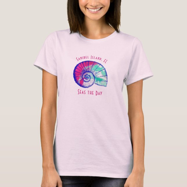 Sanibel Island Florida Pretty Seashell T-Shirt (Front)