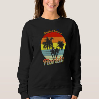 Sanibel Island Florida Retro Tropical Palm Trees V Sweatshirt