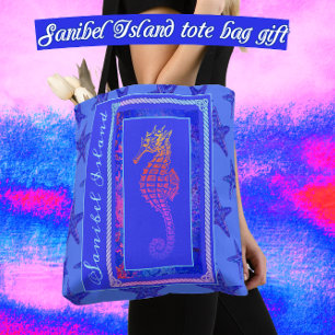 Sanibel Island, Florida Seahorse and Starfish Tote Bag