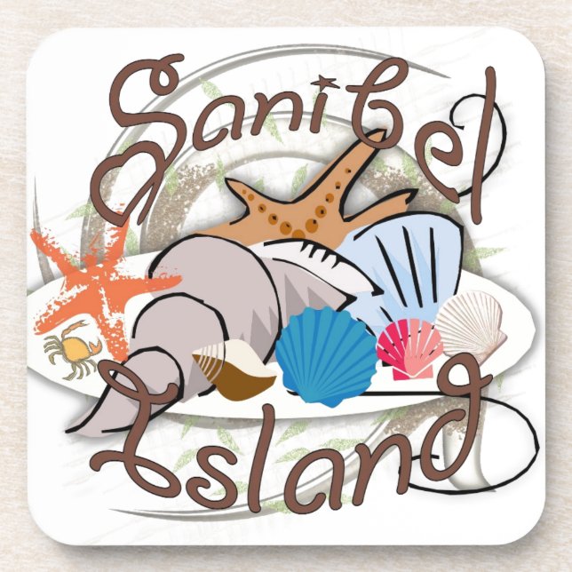 Sanibel Island Florida seashell design Coaster (Front)