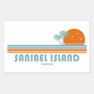 Sanibel Island Florida Sun Palm Trees Rectangular Sticker